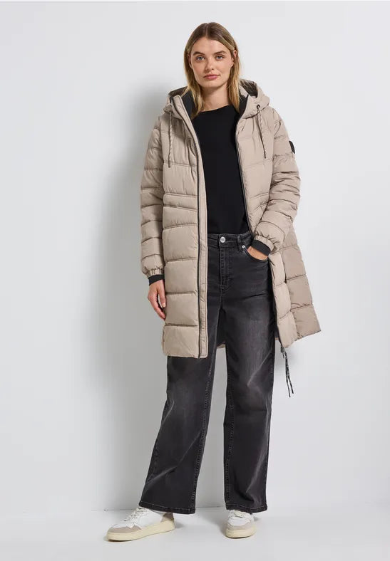 Street One Showerproof quilted coat in Champagne 202118