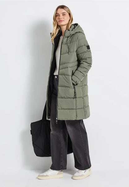 Street One showerproof Quilted Coat in soft green 202118