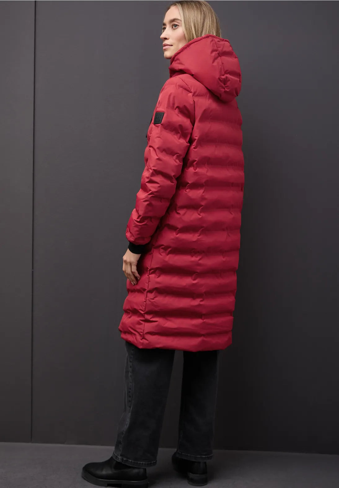 Street One Red quilted Coat with taped seams 202126
