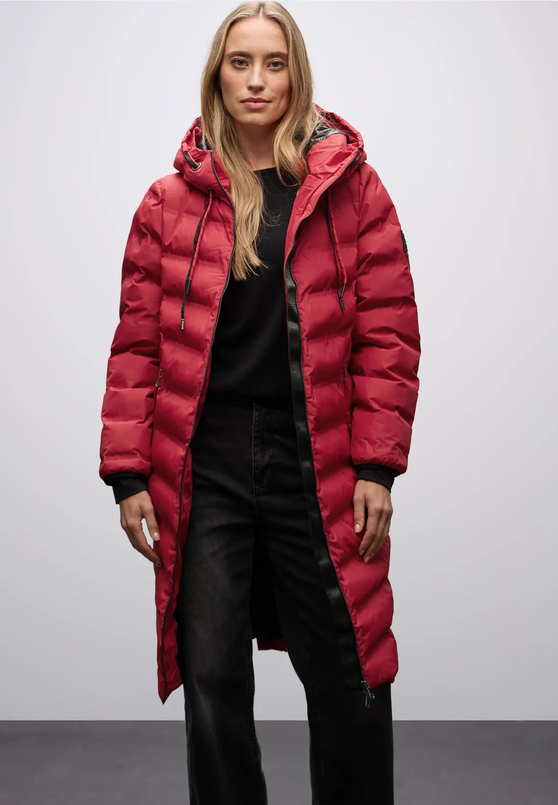 Street One Red quilted Coat with taped seams 202126