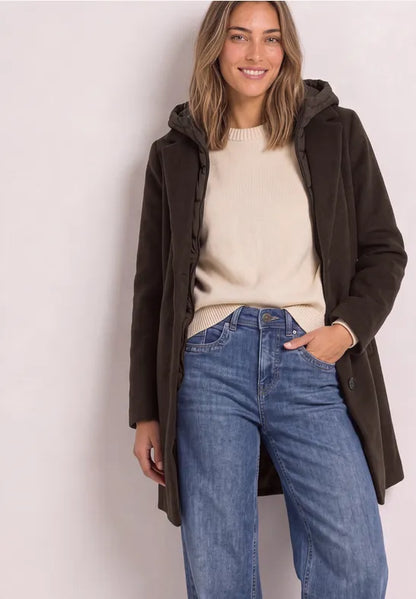 Street One Coat with lapel collar and hood inlay