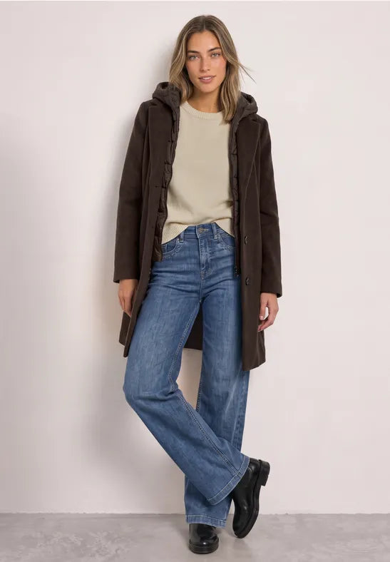Street One Coat with lapel collar and hood inlay