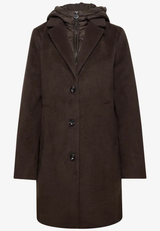 Street One Coat with lapel collar and hood inlay