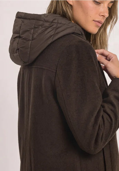 Street One Coat with lapel collar and hood inlay