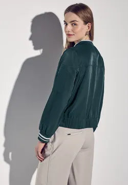 Street One Satin Bomber in hunter Green  212605