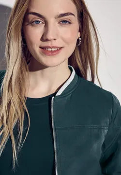 Street One Satin Bomber in hunter Green  212605