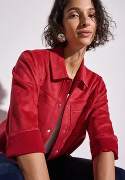 Street One Velour soft Jacket in Glory Red 212633 Red