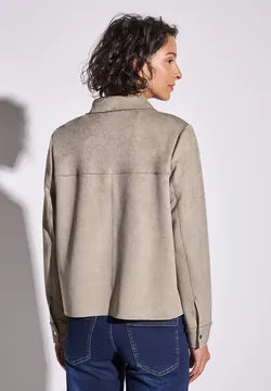 Street One Velour Soft Jacket in Vintage Stone 31633 Stone