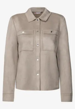 Street One Velour Soft Jacket in Vintage Stone 31633 Stone
