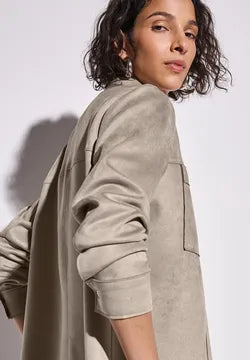 Street One Velour Soft Jacket in Vintage Stone 31633 Stone