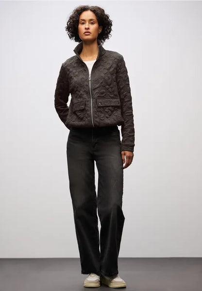 Street One Soft Jacquard Jacket in Deep Roast Brown  212820