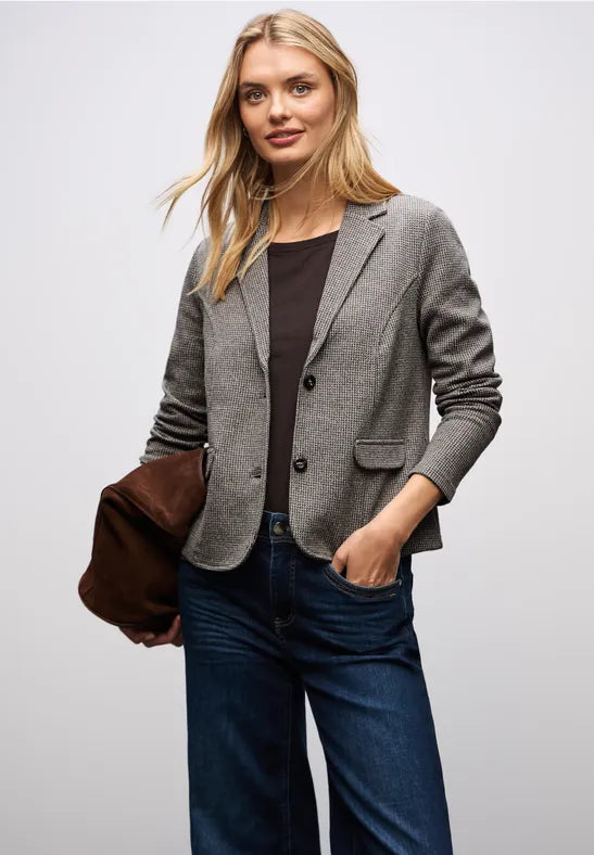 Street One soft Blazer in Deep Roast Brown check  212822