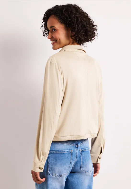 Street One Velour Jacket with Drawstring in Sand  213028