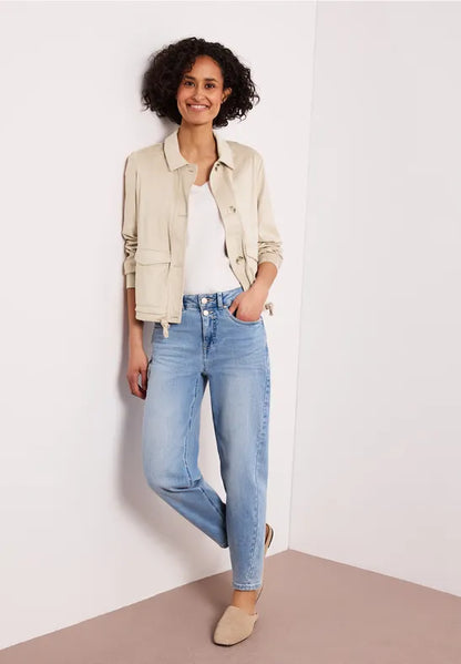 Street One Velour Jacket with Drawstring in Sand  213028