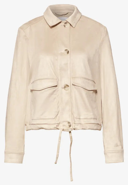 Street One Velour Jacket with Drawstring in Sand  213028