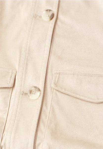 Street One Velour Jacket with Drawstring in Sand  213028