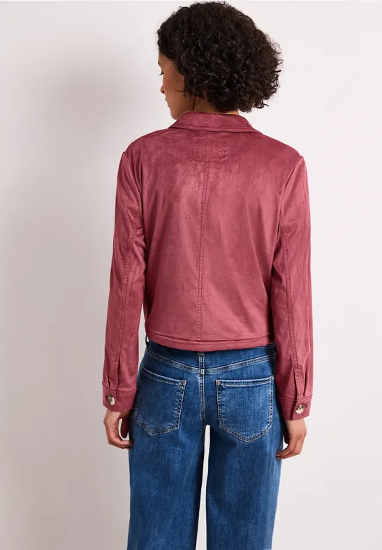 Street One Velour Jacket with Drawstring Hem in Grape 213028