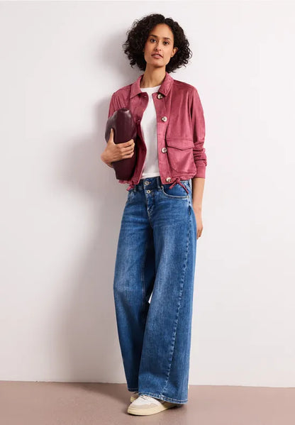 Street One Velour Jacket with Drawstring Hem in Grape 213028