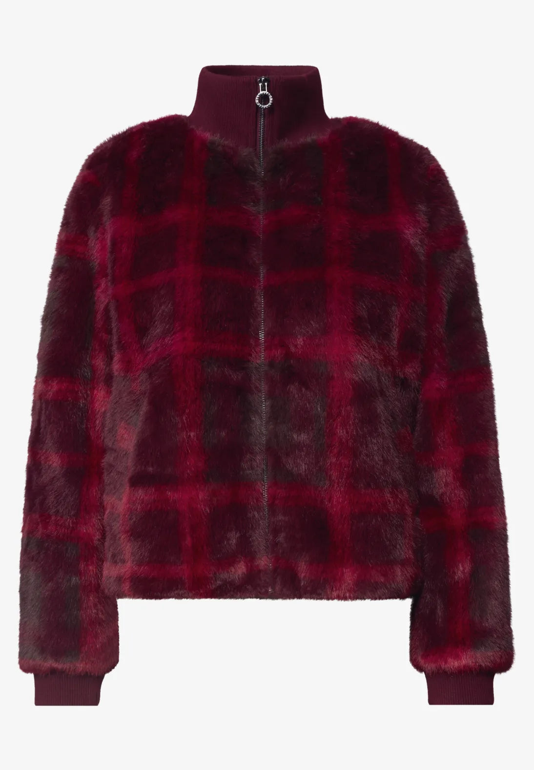 Street One Faux fur blouson with knit details and print 213068
