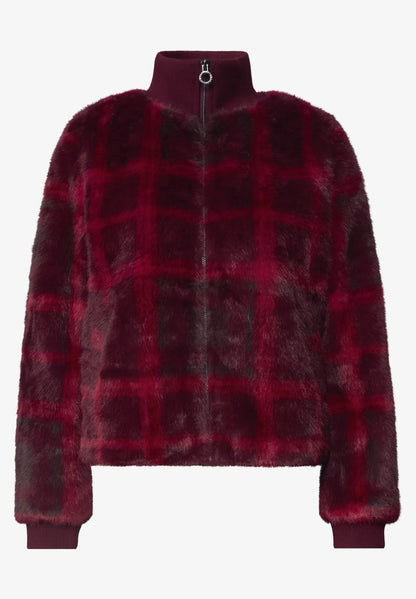 Street One Faux fur blouson with knit details and print 213068