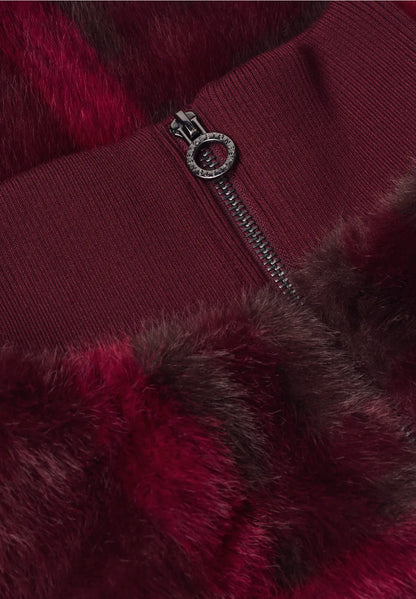 Street One Faux fur blouson with knit details and print 213068