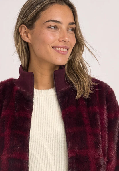 Street One Faux fur blouson with knit details and print 213068