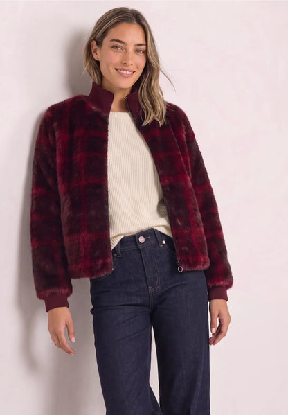 Street One Faux fur blouson with knit details and print 213068