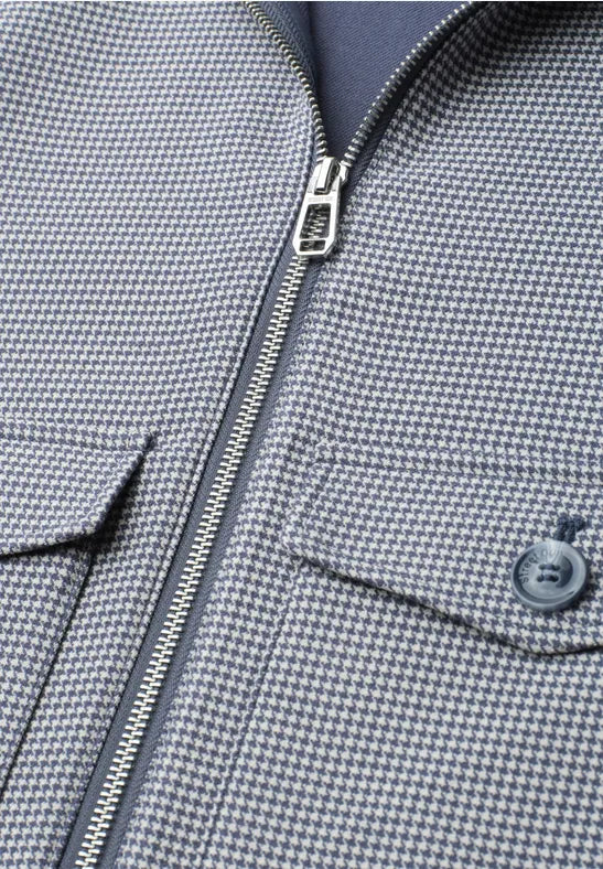 Street One Soft Check Jacket with stand-up collar and zipper in Navy  213100