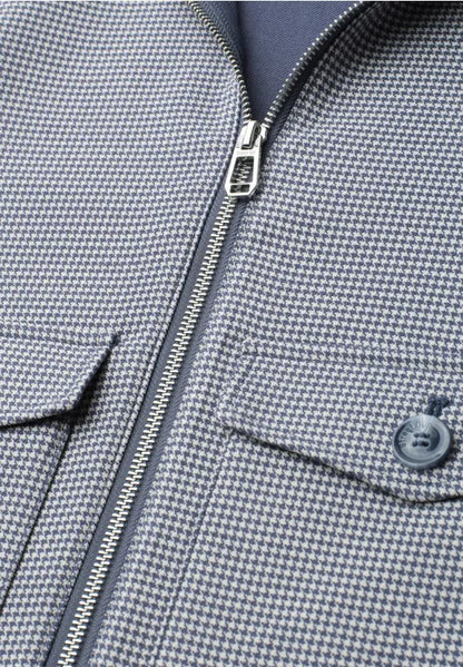 Street One Soft Check Jacket with stand-up collar and zipper in Navy  213100