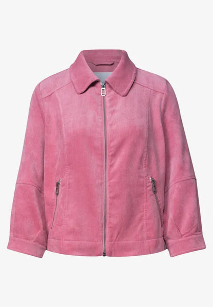 Street One 3/4 sleeve corduroy jacket with shirt collar in Blush berry 213101