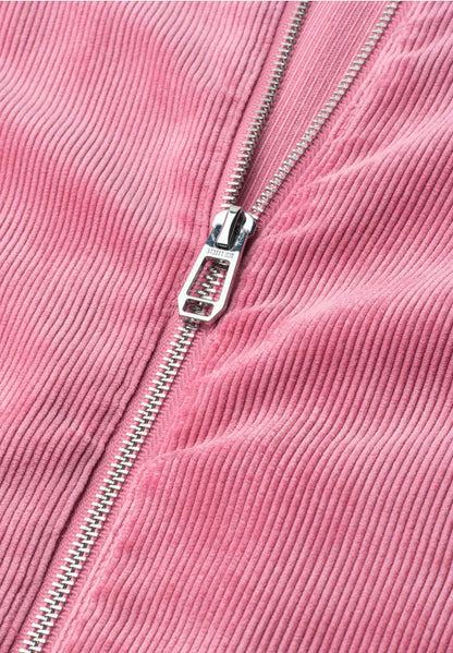 Street One 3/4 sleeve corduroy jacket with shirt collar in Blush berry 213101