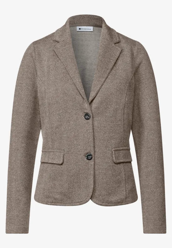 Street One Basic blazer in Brown Herringbone fabric 213112