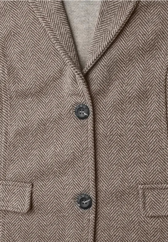 Street One Basic blazer in Brown Herringbone fabric 213112