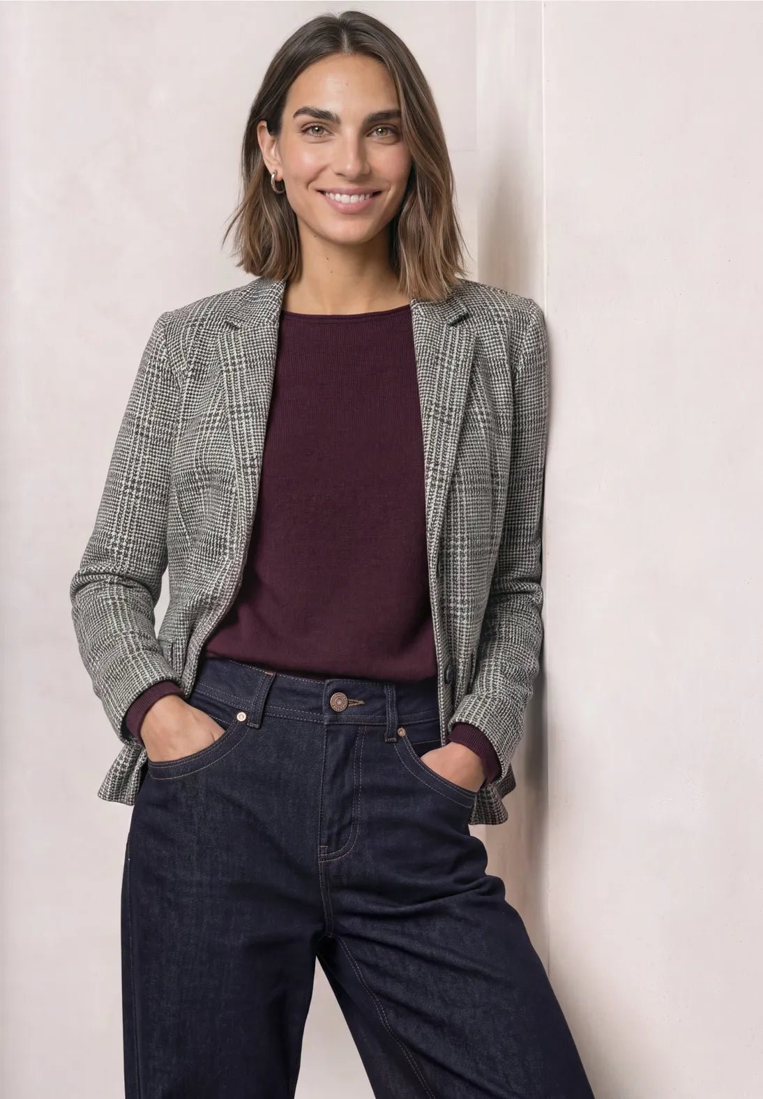 Street One Soft Blazer with a checked pattern and buttons Black 213163 B