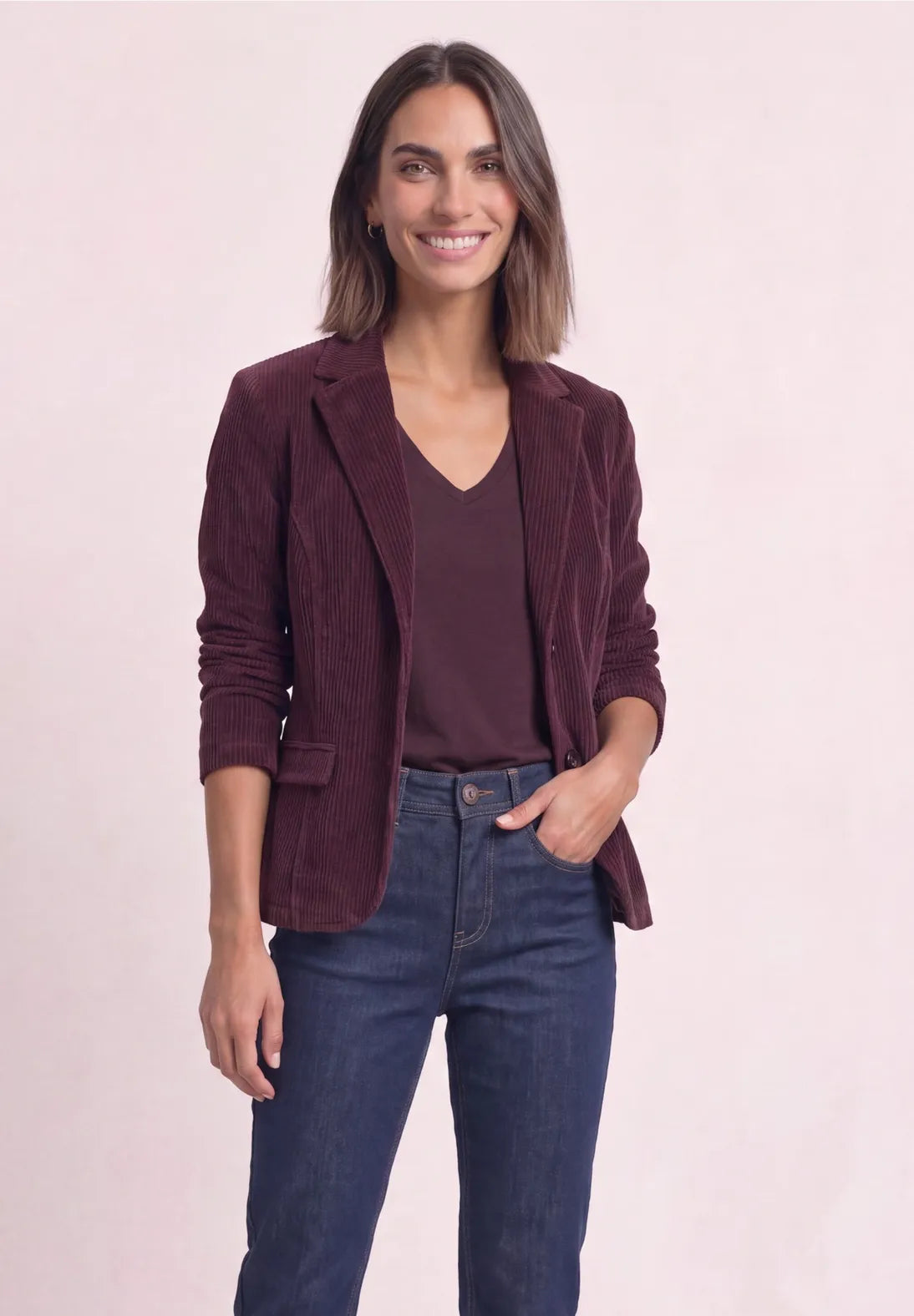 Street One Corduroy blazer with lapel collar and buttons 213164