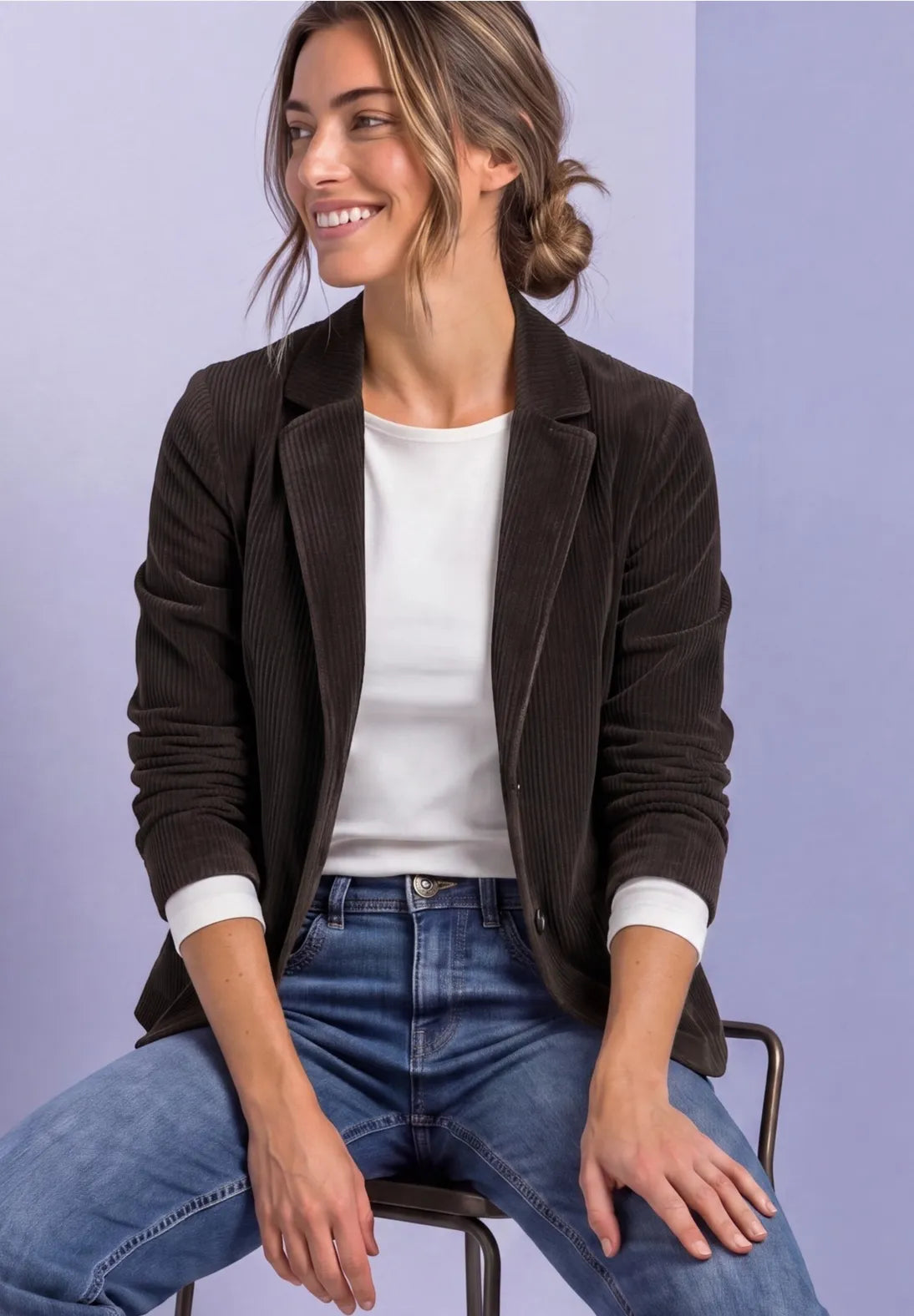 Street One Corduroy blazer with lapel collar and buttons 213164