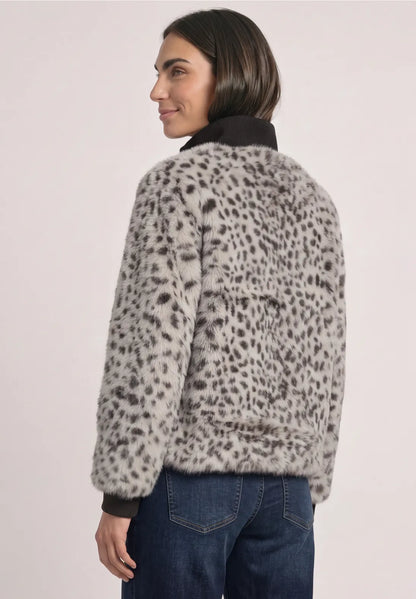 Street One Fake fur jacket with animal print with drawstring waist feature  213217