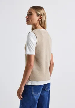 Street One Fine Knit V Neck Sleeveless Cardigan  254020