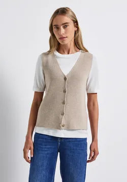 Street One Fine Knit V Neck Sleeveless Cardigan  254020