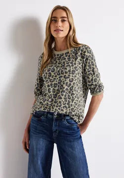 Street One Leopard print sweatshirt with drawstring waist 303274