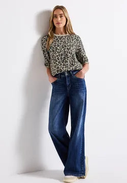 Street One Leopard print sweatshirt with drawstring waist 303274