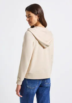 Street One Full Zip Hoody with Tape sleeve detail in Tusk Cream 303416