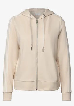 Street One Full Zip Hoody with Tape sleeve detail in Tusk Cream 303416