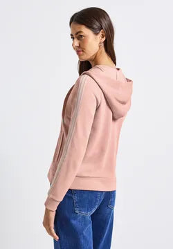 Street One Full Zip Hoody with sleeve tape detail. Rose