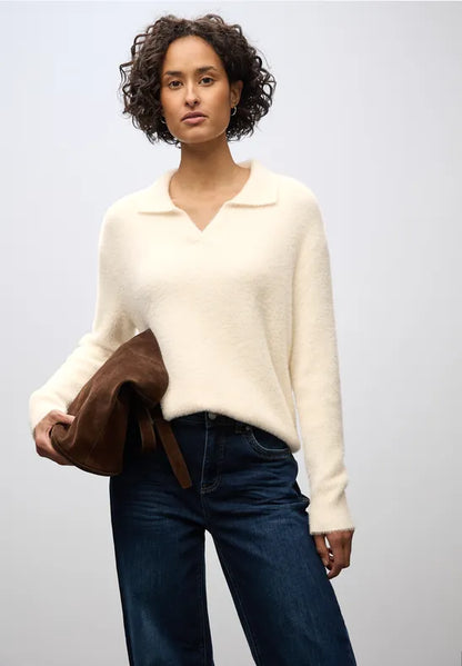 Street One Feather yarn sweater with collar 303478