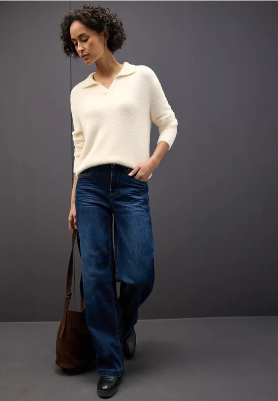 Street One Feather yarn sweater with collar 303478