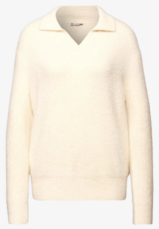 Street One Feather yarn sweater with collar 303478