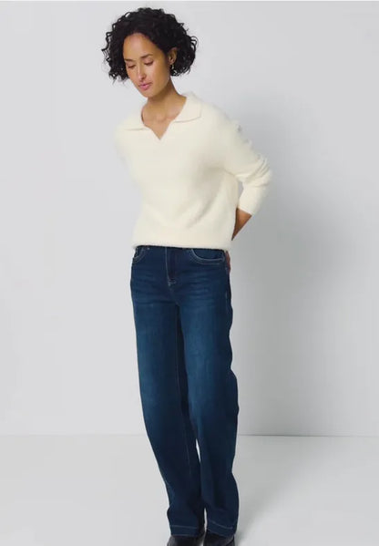 Street One Feather yarn sweater with collar 303478
