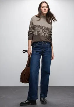 Street one Colour block Jumper in Deep Roast Brown