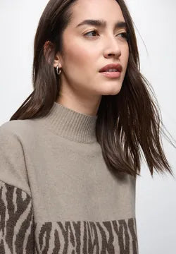 Street one Colour block Jumper in Deep Roast Brown